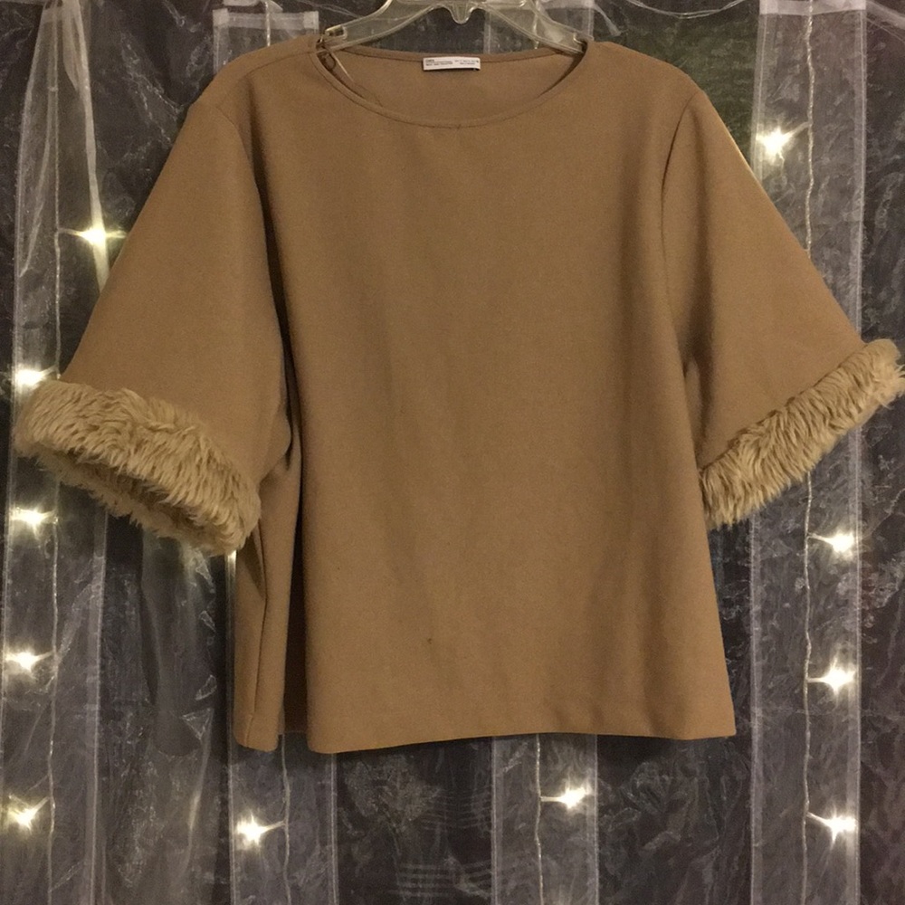 Zara Fur Sleeve Blouse